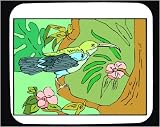 Decorated Mouse Pad with green, blue, hummingbird, jungle, branch