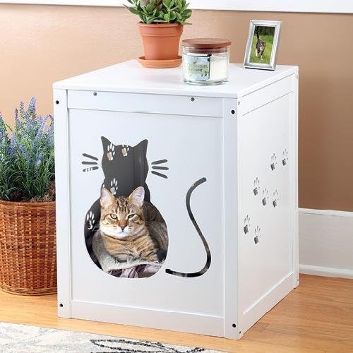 Wood Kitty Litter Hideaway End Table Cabinet Box