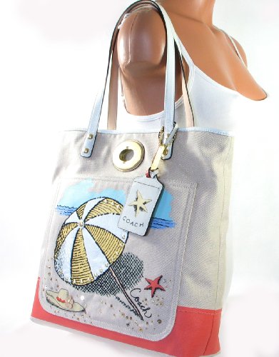 Coach Pierre Le-tan Umbrella Beach Tote Bag Handbag Style 14962