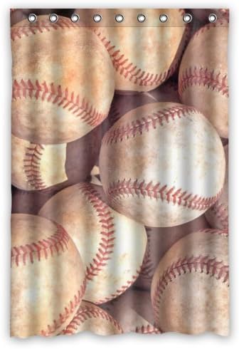 Baseball Bathroom Decor 100% Polyester Waterproof Shower Curtain 48" By 72"