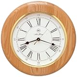 Seth Thomas Berkshire White Dial Stained Natural Oak Case with Quartz Wall Clock