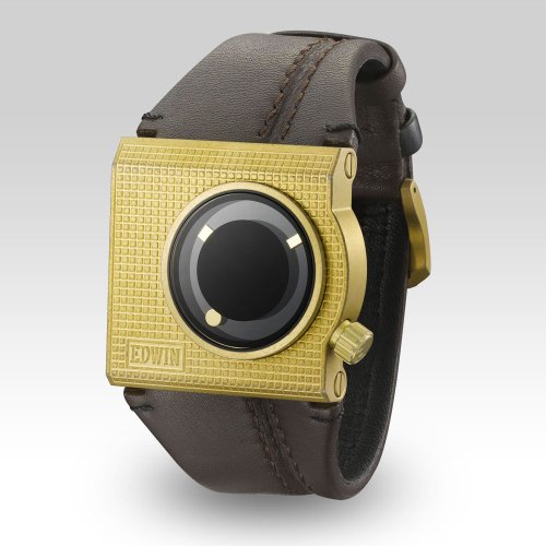 EDWIN CheckerED Antique IP Gold Rectangular Analogue Watch