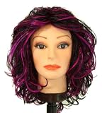 16 Off black with Deep Margenta synthetic wig