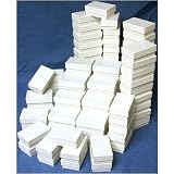 100 Cotton Boxes White Pendant Chain Charm Jewelry Displays 2 5/8