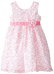 Girls Polyester Piping Lace  Dress