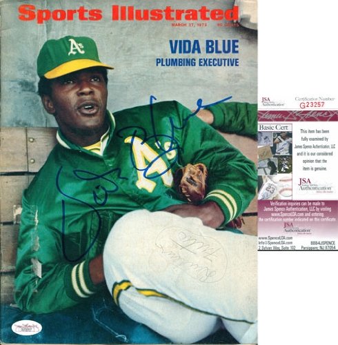 Vida Blue Autographed/Hand Signed March 27, 1972 Sports Illustrated Magazine (JSA)