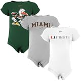 Nike Miami Hurricanes Infant Green, Ash & White 3-Pack Romper Set