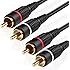 TNP 2RCA Stereo Audio Cable (30 Feet) - Dual RCA Plug M/M 2 Channel (Right and Left) Gold Plated Dual Shielded RCA to RCA Male Connectors Black