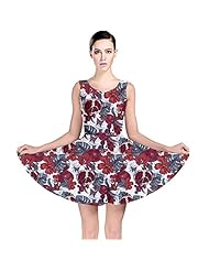 Tropical Print Polyester/Spandex Vintage Stretchy Skater Dress 