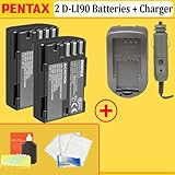 Two Pentax D-LI90 Rechargeable Lithium-Ion Battery Pack FOR PENTAX K-7 DIGI ....