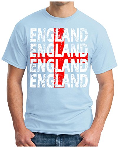 OM3 – ENGLAND – T-Shirt EM 2016 FRANKREICH FRANCE FUSSBALL FANSHIRT SOCCER CUP SPORT TRIKOT FANMEILE, S, himmelblau