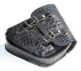 LaRosa Harley Softail & Rigid Black Alligator Design Leather Left Saddle Bag
