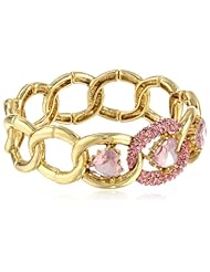 Betsey Johnson "Iconic Pinkalicious" Crystal Heart Link Stretch Bracelet, 7.5"