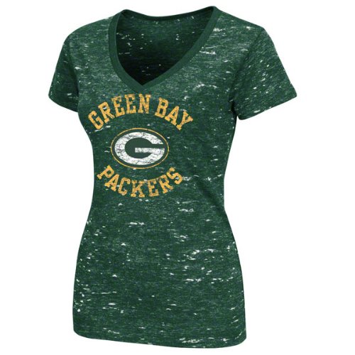Green Bay Packers NFL Ladies T-Shirt - VF Imagewear Womens Pride Playing II Short Sleeve Top Green Heather