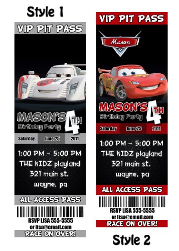 Disney Cars 2 Custom Party Photo Invitation Tickets - You Print Disney Cars 2 Custom Party Photo Invitation Tickets - You Print
