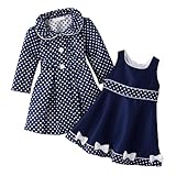 Purchase Cheap Bonnie Jean Baby/NEWBORN 3M-9M 2-Piece NAVY-BLUE WHITE JACQUARD DOT Special Occasion Wedding Flower Girl Easter Party Dress/Coat Set Online