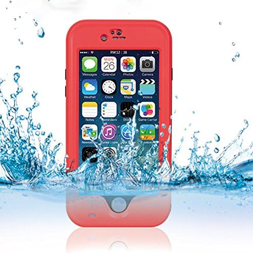 Porxintor Waterproof Case with Kickstand Underwater Protection Case for Iphone 6/6S Plus(5.5inch) (Red)