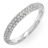 14k White Gold Round Diamond Ladies Pave Anniversary Wedding Band Stackable Ring(0.20 cttw, H-I Color, I1-I2 Clarity)