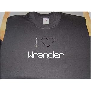 I Love Wrangler - Ladies Short Sleeve Gildan g640l Rhinestone Shirt by Wrangler Store