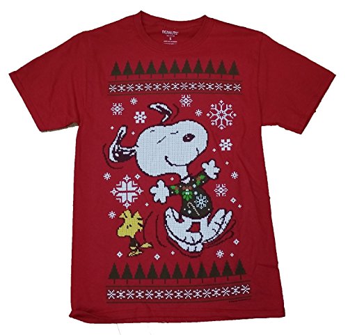 Christmas Peanuts Snoopy Woodstock Fair Isle Graphic T-Shirt