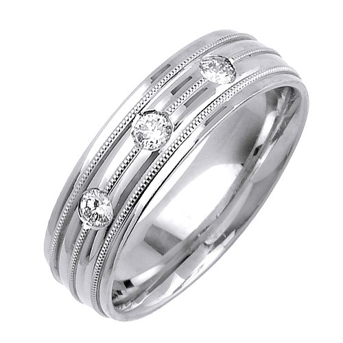 Elegant Diamond Wedding Bands With Comfort Fit 14K White Gold Can Also Be Made In Platinum or Other Colors 18K And 24K Is Also Available 7mm .24ct tw SI1 Clearity and H or I Color