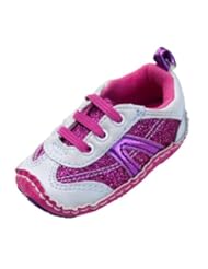 Rising Star Infant Girls Pink & White Glitter Tennis Shoes Soft Baby Crib Shoes