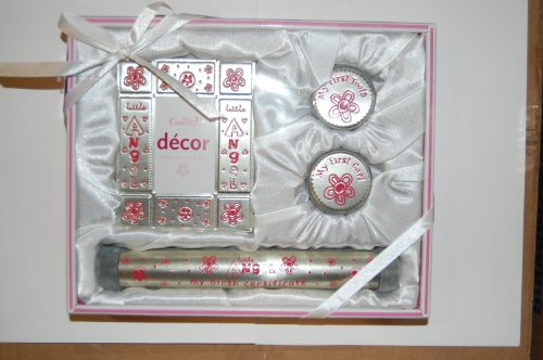 Cudlie! Decor Baby Girl's "Little Angel" Gift Set of 4: Photo Frame, Tooth & Curl Keepsake Boxes & Birth Certificate Holder Cudlie! Decor Baby Girl's "Little Angel" Gift Set of 4: Photo Frame, Tooth & Curl Keepsake Boxes & Birth Certificate Holder