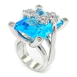Stunning Contemporary Blue Aquamarine CZ Ring