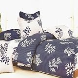 Blancho Bedding - [Purple Gray Flourish] 100% Cotton 5PC Bed In A Bag (Twin Size)