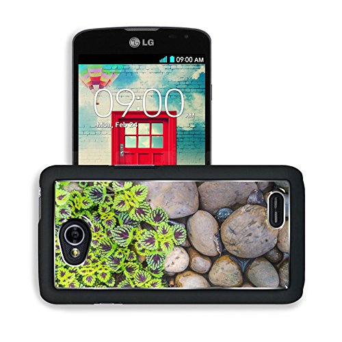 Luxlady Premium LG Optimus L70 Dual Aluminium Snap Case nettle coleus leaves and ebbles background close up IMAGE ID 25681764