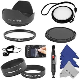 Accessory Kit for Panasonic Lumix DMC-FZ18 FZ18 - Includes: Aluminum Lens Adapter Tube + UV Filter + Tulip Lens Hood + White Balance Lens Cap + 2.5 LCD Screen Protector + Snap On Lens Cap + Lens Cap Keeper + Lens Cleaning Pen + 3 Premium MagicFiber Microfiber Cleaning Cloths