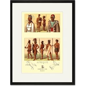 Black Framed/Matted Print 17x23, Nine African Tribe Members