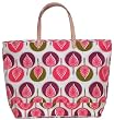 Cotton Canvas Colorful Fan Shore Bag with Leather Handles 22"L x 13.5"H