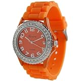 Geneva Platinum Women's 6886.Orange Orange Rubber Quartz Watch with Orange Dial