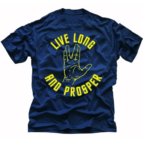  Star Trek T-Shirt Live Long and Prosper Original Series Navy T Shirt