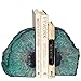 AMOYSTONE Teal Bookends Agate Heavy Stone Book Ends for Shelve Decor with Rubber Bumpers Small(1 Pair, 2-3 LBS)