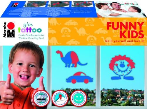 Marabu 040800080 Window Stencilling Paint Set Funny Kids