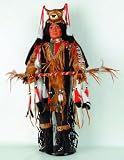 RUNNING DEER 32in Porcelain Indian w/Headress+Stick Doll ~Retired