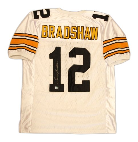 Terry Bradshaw Signed White Pittsburgh Steelers Jersey