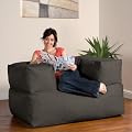 BaZi ® Armchair Sofa Bean Bag in CHARCOAL Barkweave Fabric from Bean Bag Bazaar®