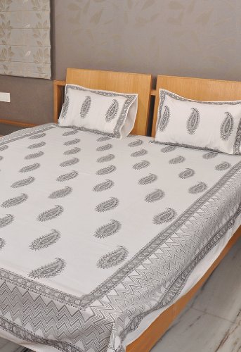 Imagen 2 de Bloquear indio Impreso Tamaño Cama doble Colcha de algodón con tapa de almohada a juego