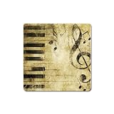 Magnet Square of Grunge Music with Piano Keys Treble Clef and Notes