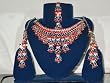 Necklace Set-fashion Jewelry Necklace Set and Earring in Antique Silver Finish and Red Color Stones 4pc Set (Brand New) Free Shipping