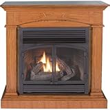 ProCom Dual Fuel Vent-Free Fireplace with Corner Conversion Kit - 32,000 BTU, Medium Oak Veneer, Model# FBD400RTCC-M-MO