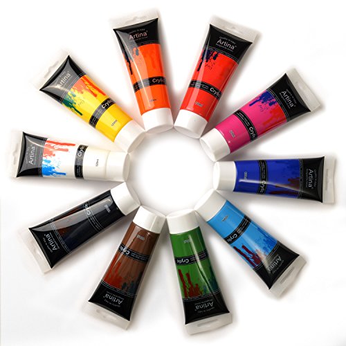 Imagen principal de Artina - Set de 10 x 120 ml tubos de colores acrílicos - Calidad óptima - Ideal para profesionales y aficionados