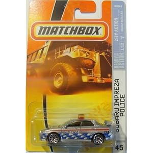 Mattel Matchbox 2007 MBX City Action 1:64 Scale Die Cast Metal Car # 45 - Metallic Silver Cruiser Unit 724 Subaru Impreza Police Car