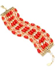 Rachel Reinhardt "Caroline" Multi-Row Coral Beaded Bracelet