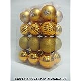 Christmas Ornaments Set of 24pc 2.5 Gold Mat Painted Shiny Decorated Glitter Balls