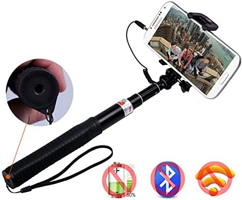 Firstinnovation Selfie Stick Monopod with 360 Degree Phone Holder Mount for Apple IOS 5.0 Above and Android Cellphone Cable Control 5 Sections Extend 32 Inch Max Aluminum Alloy with Hand Strap (Black)
