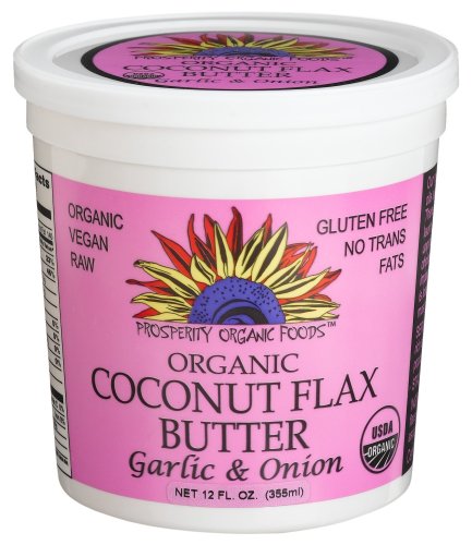 Prosperity Organic Foods Organic Coconut Flax Butter, Garlic & Onion, 12-Ounce Tub (Pack of 3)